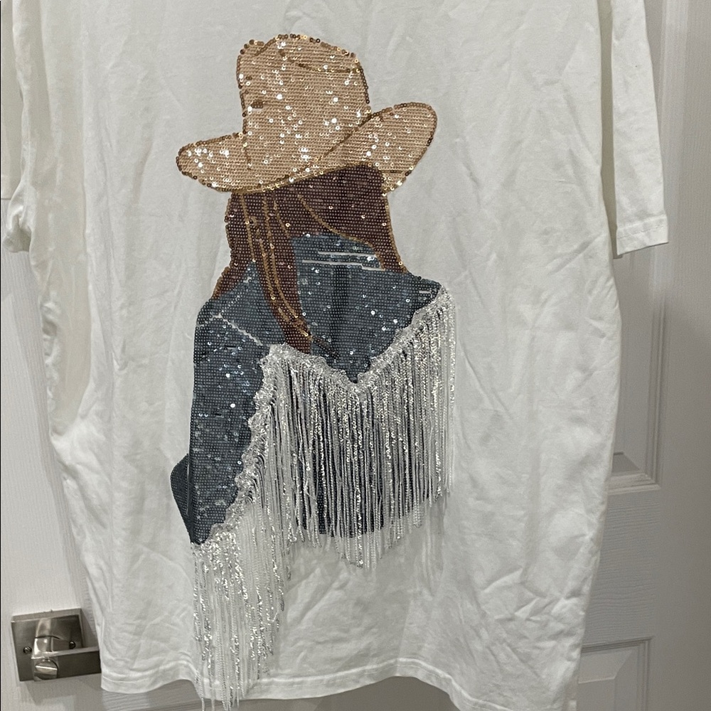 Cowgirl Sequined and Fringed T-Shirt - Picture 3 of 7